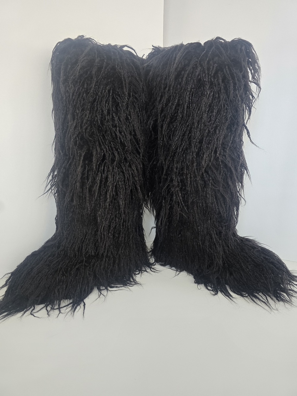 Faux Fur Black Knee-High Winter Boots